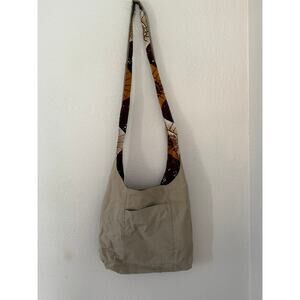 Thick Cloth Reversible Crossbody Bag Tan Brown Orange Purse